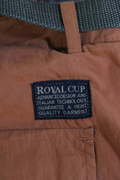Royal Cup Mens Belted Multi-Pocket Button Closure Cargo Shorts Orange Size 52
