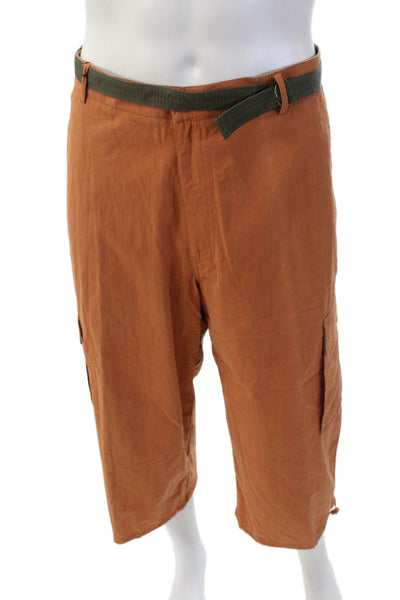 Royal Cup Mens Belted Multi-Pocket Button Closure Cargo Shorts Orange Size 56