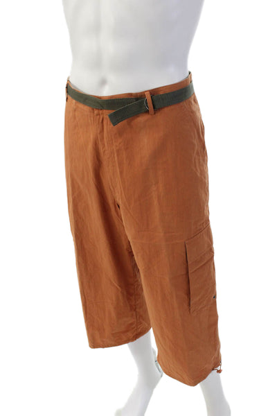 Royal Cup Mens Belted Multi-Pocket Button Closure Cargo Shorts Orange Size 56
