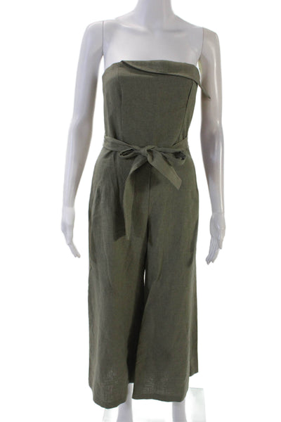 Bec & Bridge Womens Strapless Tie Waist Wide Leg Jumpsuit Green Size 2