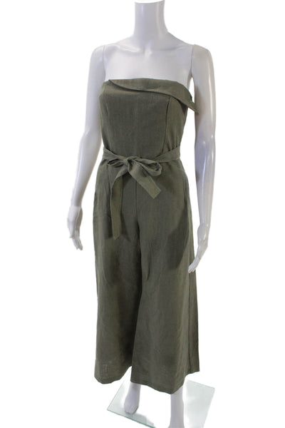 Bec & Bridge Womens Strapless Tie Waist Wide Leg Jumpsuit Green Size 2