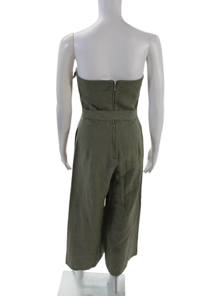 Bec & Bridge Womens Strapless Tie Waist Wide Leg Jumpsuit Green Size 2