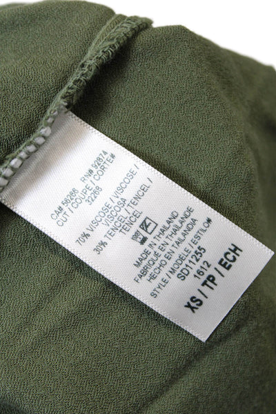 Splendid Womens Long Sleeve Button Up Drawstring Waist Dress Green Size XS