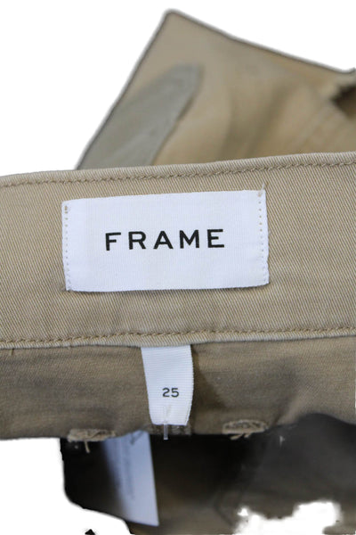 Frame Womens Cotton Raw Hem Colorblock Belted Mini Skier Beige Size 25