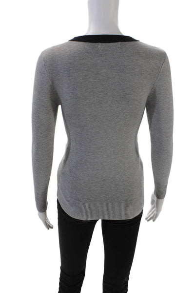 Karen Millen Womens Color Block 3/4 Sleeve Pullover Sweater Top Black Size XS