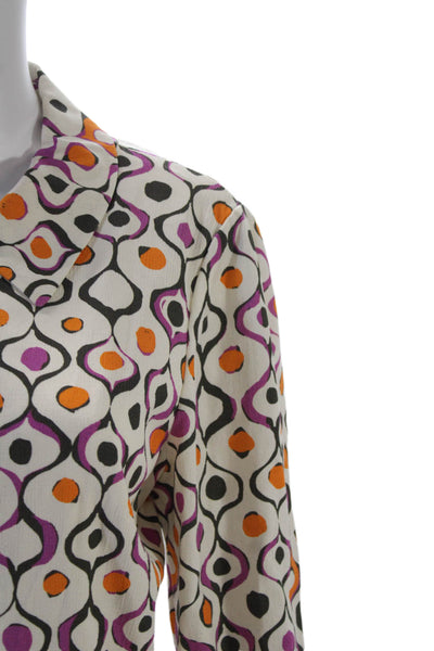 Lafayette 148 New York Womens Geometric Button-Down Blazer White Size 8