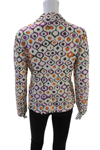 Lafayette 148 New York Womens Geometric Button-Down Blazer White Size 8