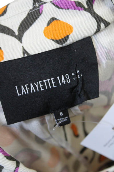 Lafayette 148 New York Womens Geometric Button-Down Blazer White Size 8