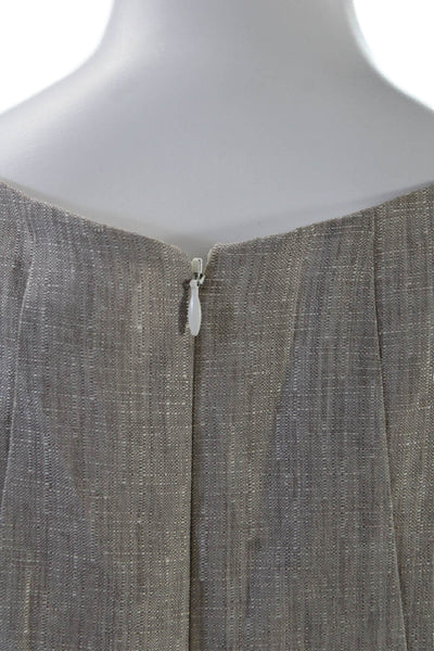 Reiss Womens Linen Virginia Cap Sleeve Square Neck Pencil Dress Beige Size 4