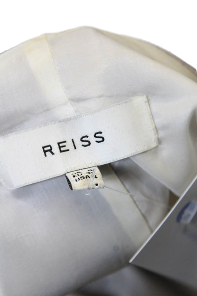 Reiss Womens Linen Virginia Cap Sleeve Square Neck Pencil Dress Beige Size 4