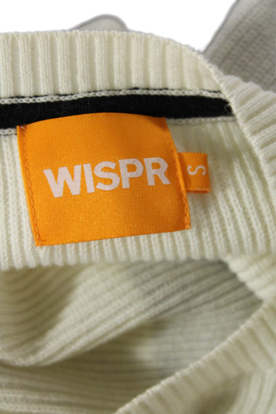 WISPR Womens Striped Long Sleeves Sweater White Grey Cotton Size Small