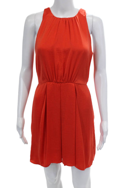Rebecca Taylor Womens Sleeveless Scoop Neck Zip Short Dress Orange Size 02