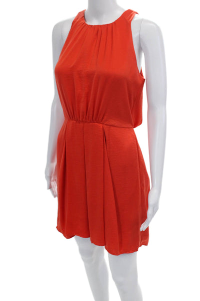 Rebecca Taylor Womens Sleeveless Scoop Neck Zip Short Dress Orange Size 02