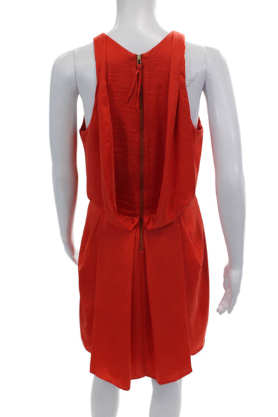 Rebecca Taylor Womens Sleeveless Scoop Neck Zip Short Dress Orange Size 02