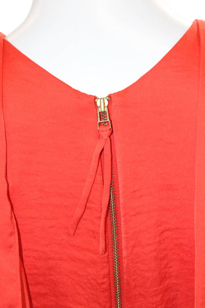 Rebecca Taylor Womens Sleeveless Scoop Neck Zip Short Dress Orange Size 02