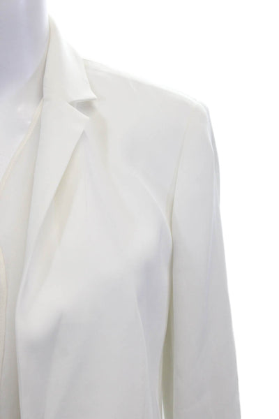 Elizabeth and James Womens Textured Long Sleeve Pleated Blazer White Size 4