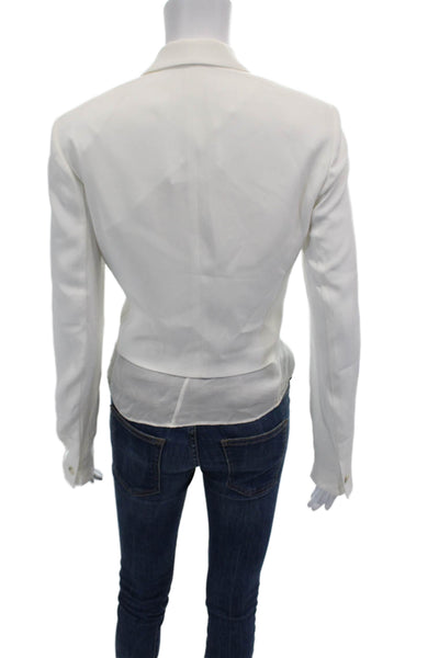 Elizabeth and James Womens Textured Long Sleeve Pleated Blazer White Size 4