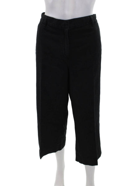 Lauren Jeans Company Womens High Rise Crop Straight Leg Solid Black Size 12