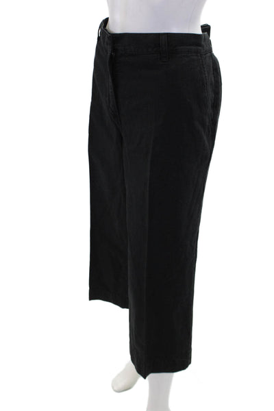Lauren Jeans Company Womens High Rise Crop Straight Leg Solid Black Size 12