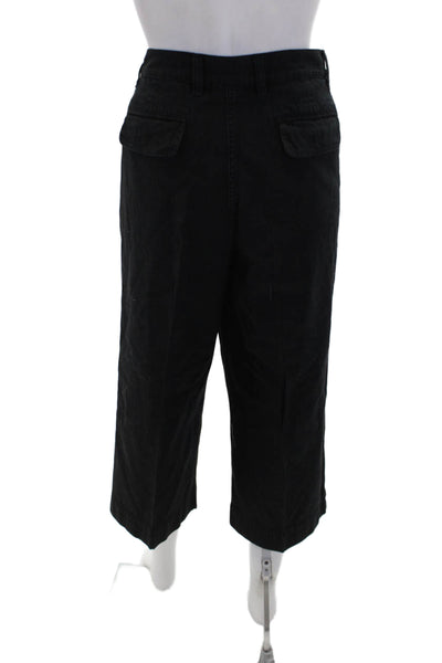 Lauren Jeans Company Womens High Rise Crop Straight Leg Solid Black Size 12