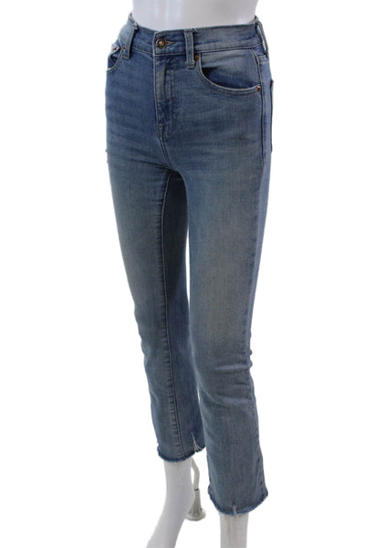Pistola Womens High Rise Distressed Raw Hem Slim Bootcut Jeans Blue Size 24