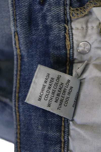 Pistola Womens High Rise Distressed Raw Hem Slim Bootcut Jeans Blue Size 24