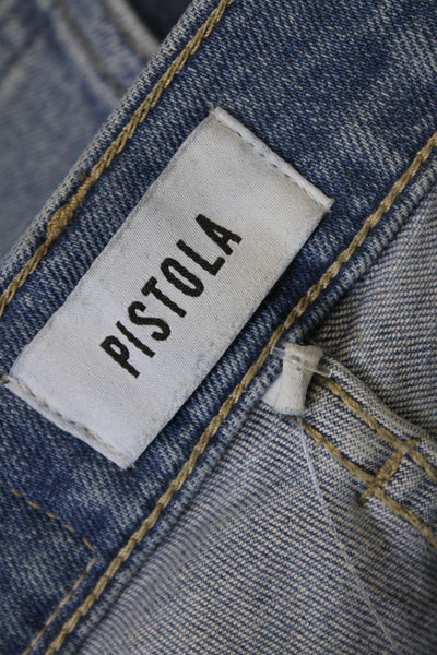 Pistola Womens High Rise Distressed Raw Hem Slim Bootcut Jeans Blue Size 24