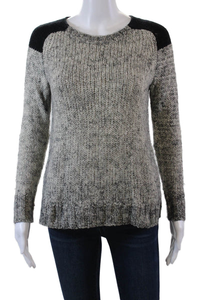J Crew Womens Wool Color Block Crew Neck Long Sleeve Sweater Top Gray Size XXS