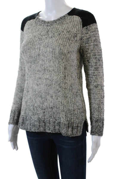 J Crew Womens Wool Color Block Crew Neck Long Sleeve Sweater Top Gray Size XXS