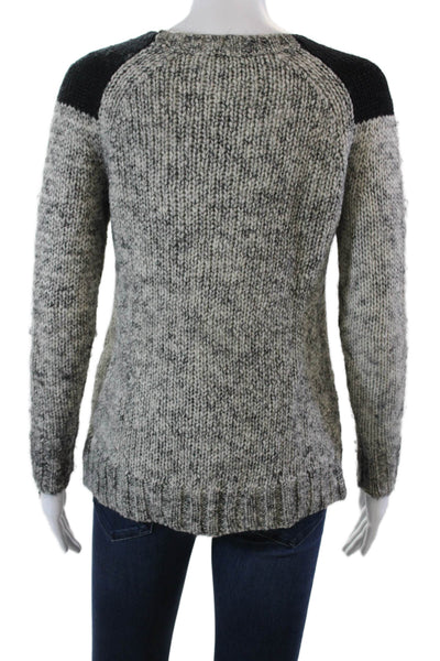 J Crew Womens Wool Color Block Crew Neck Long Sleeve Sweater Top Gray Size XXS