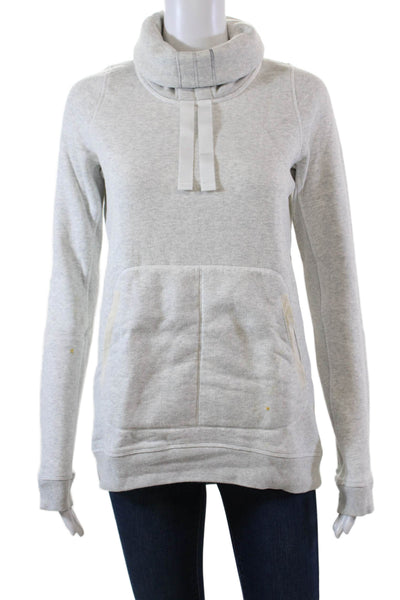 Lululemon Womens Cotton Pockets Cowl Neck Pullover Sweatshirt Gray Size 4