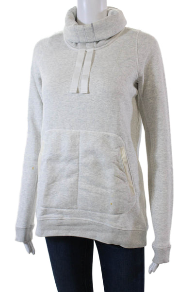 Lululemon Womens Cotton Pockets Cowl Neck Pullover Sweatshirt Gray Size 4