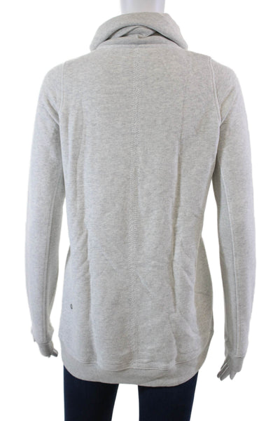 Lululemon Womens Cotton Pockets Cowl Neck Pullover Sweatshirt Gray Size 4