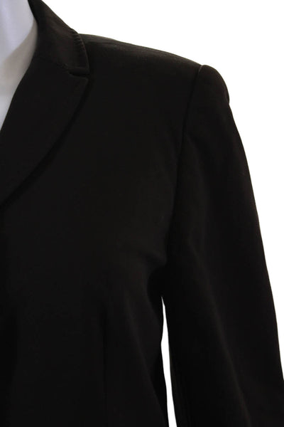 Piazza Sempione Womens Long Sleeve Buttoned Collared Blazer Brown Size 8