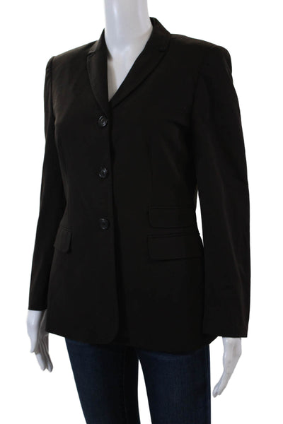 Piazza Sempione Womens Long Sleeve Buttoned Collared Blazer Brown Size 8