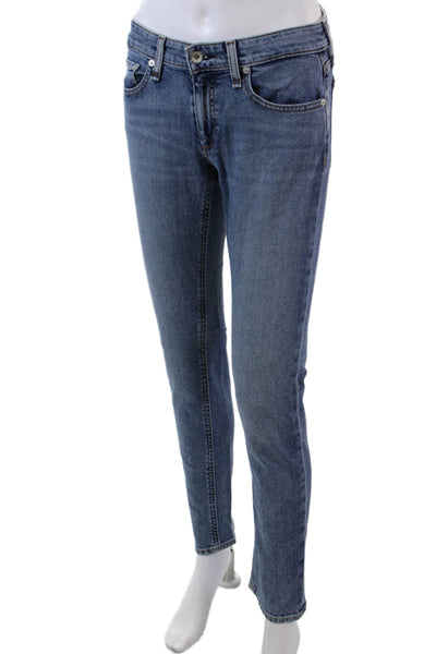 Rag & Bone Womens Cotton Low-Rise Medium Wash Skinny Denim Jeans Blue Size 24
