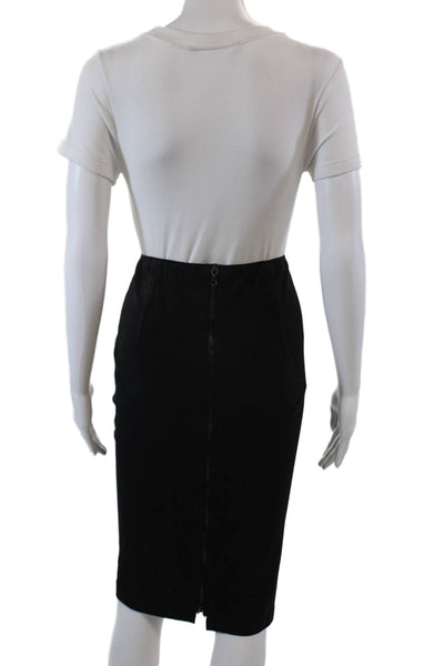 Rag & Bone Womens Cotton Zippered Knee Length Pencil Skirt Black Size 0