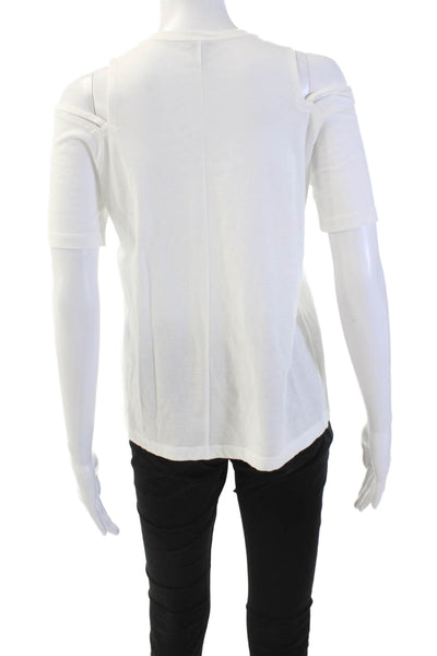 Morgane Le Fay Womens Short Sleeve Cold Shoulder Top White Size S