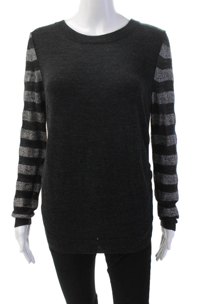 3.1 Phillip Lim Womens Wool Metallic Long Sleeve Open Back Top Black Size XS