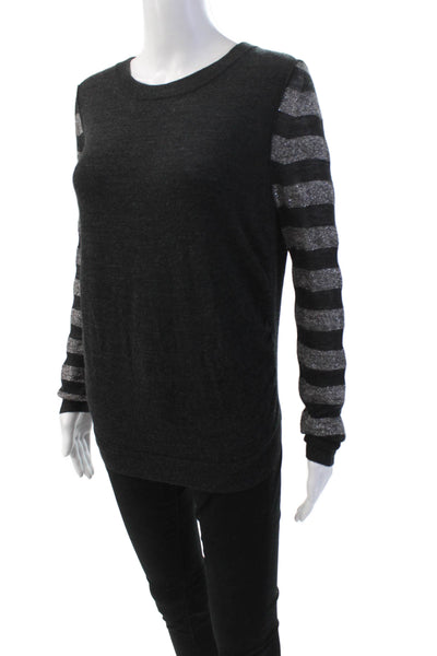 3.1 Phillip Lim Womens Wool Metallic Long Sleeve Open Back Top Black Size XS