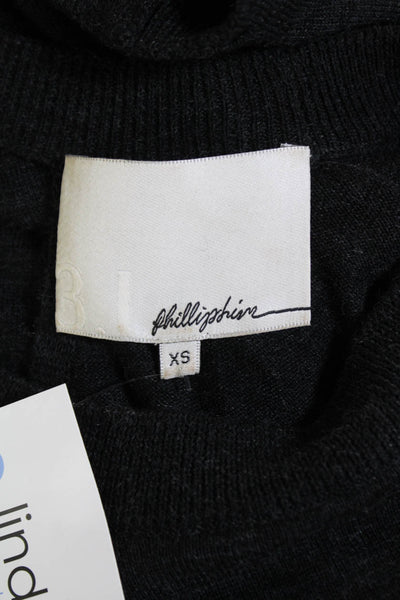 3.1 Phillip Lim Womens Wool Metallic Long Sleeve Open Back Top Black Size XS