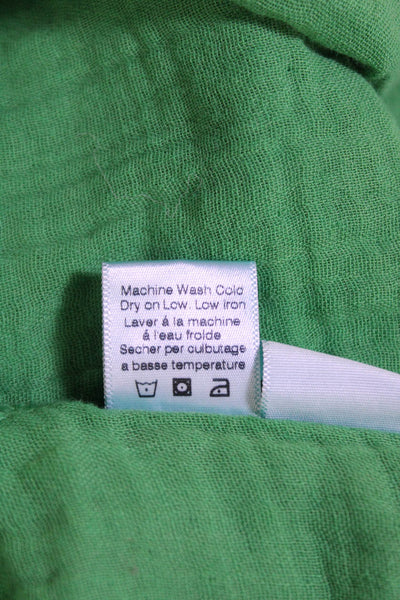 Stark Womens Cotton V Neck Solid Ruffle Top Green Size XS