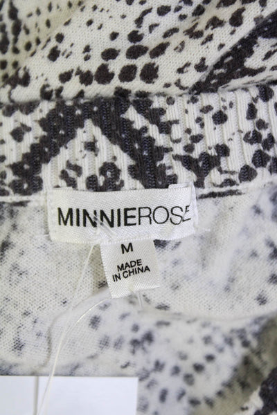 Minnie Rose Womens Cotton Snakeskin Print Long Sleeve Top White Size M