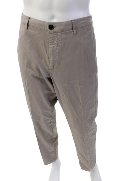Theory Mens Cotton Flat Front Straight Leg Chino Pants Beige Size 36