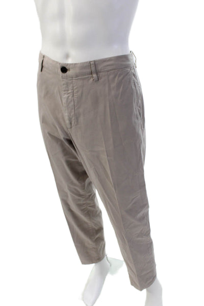 Theory Mens Cotton Flat Front Straight Leg Chino Pants Beige Size 36