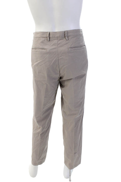 Theory Mens Cotton Flat Front Straight Leg Chino Pants Beige Size 36