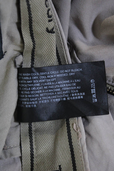 Theory Mens Cotton Flat Front Straight Leg Chino Pants Beige Size 36