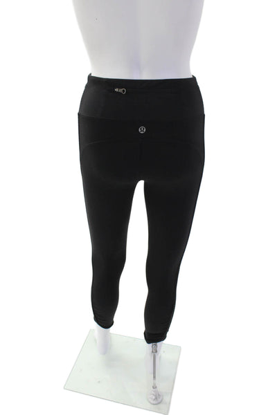 Lululemon Womens Mid Rise Stretch Knit Athletic Ankle Leggings Jet Black Size 2
