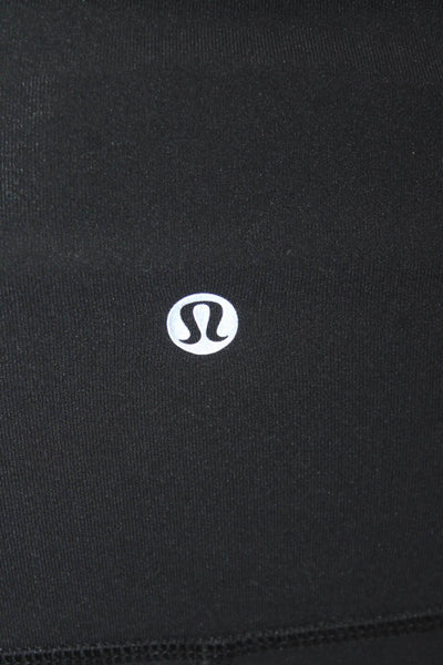 Lululemon Womens High Rise Mesh Strappy Trim Cropped Leggings Black Size 2