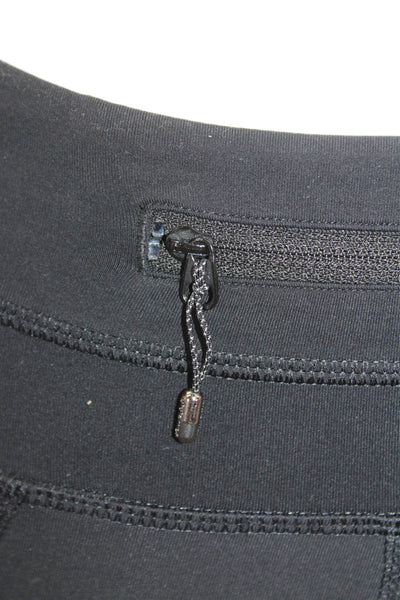 Lululemon Womens Mid Rise Mesh Trim Stretch Knit Cropped Leggings Black Size 2